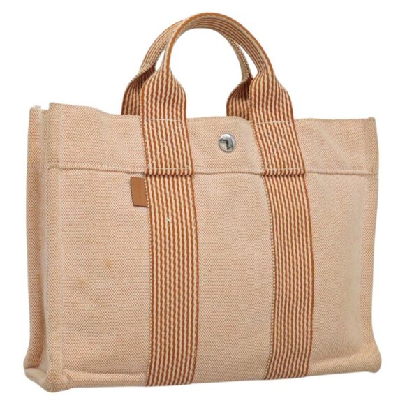 HERMES New Fourre Tout PM Hand Bag Canvas Orange Auth 108276 - Picture 1 of 16